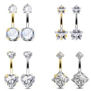 Gioielli per Piercing in Titanio ASTM F136 G23, Anelli per Ombelico con Filettatura Interna Rotonda/Quadrata/a Forma di Stella/Cuore con Zirconi Cubici 136 - Product Image 6