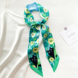 Stile coreano serie di uccelli floreali nastro lungo piccola sciarpa alla moda materiale artistico in poliestere per abbigliamento estivo sul posto di lavoro per le donne - Product Image 6