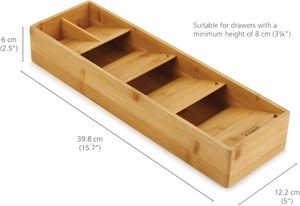 Organizador de cubiertos de bambú para cajones de cocina, bandeja de bambú para cubiertos - Product Image 2