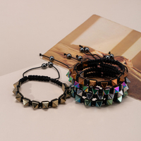 Bracelet en pierres précieuses naturelles fait à la main pour hommes, perles d'hématite géométriques, bracelet tressé, style minimaliste, bracelet pour hommes