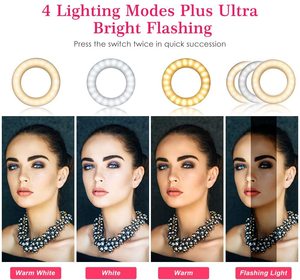 Anneau lumineux LED à variateur pour Selfie, pour téléphone, tablettes, ordinateurs portables, appareil photo, vidéo, Rechargeable - Product Image 6
