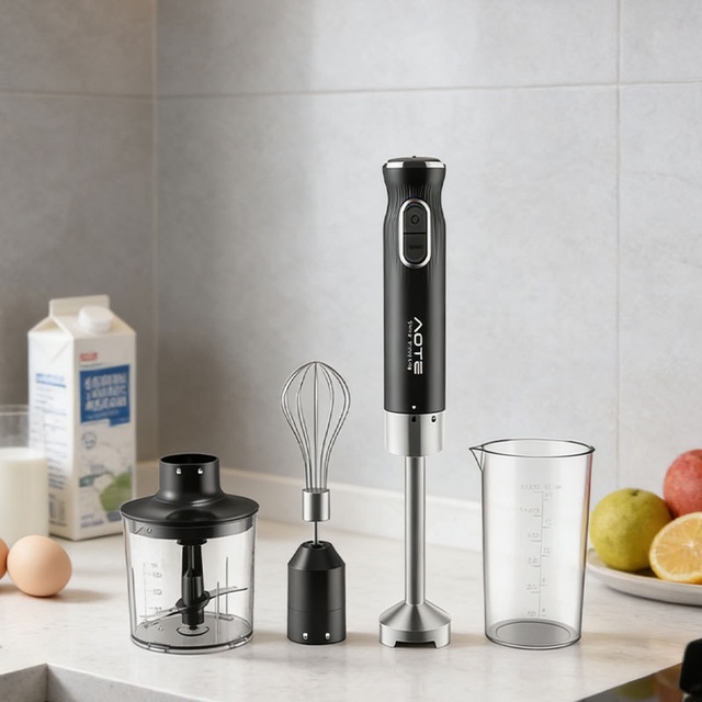 AOTE European Standard Multifunctional Handheld Blender Plastic Container Stainless Steel Housing Egg Beater Baby Food Mixer