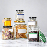 Offre Spéciale – Bocal en Verre Carré avec Couvercle à Vis pour Conserver les Aliments (Cornichons, Miel, Confiture, Fruits, Épices) – 50ml, 100ml, 280ml, 380ml, 500ml, 730ml