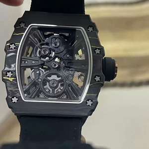 RM 12-01 style Integrated chassis tonneau skeleton mechanical <b>watch</b> luxury Black carbon style skeleton <b>watch</b> - Product Image 6