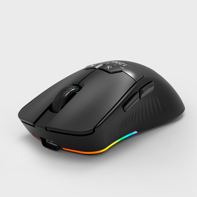 Custom 8K Light Weight Gaming Mouse with OLED Screen 26000DPI Rechargeable Three Modes 2.4G Wired BT RGB with Software Driver