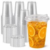 Gobelets jetables en plastique PET transparent à fond arrondi de 16 oz avec logo personnalisé pour café, jus et boissons à emporter