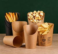 Gobelets en papier kraft pour frites, porte-frites, gobelets jetables pour gaufrettes, gobelets en papier pour snacks, vaisselle avec logo personnalisé