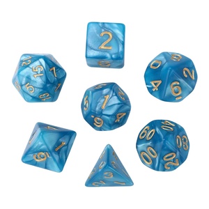 Lot de 7 dés polyédriques en acrylique marbré multi-faces pour D&D et jeux de rôle, pour jeux de dés et de cartes - Product Image 6