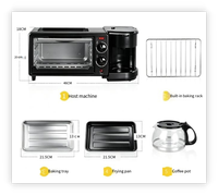 10L 3 in 1 Alat Pembuat Sarapan Multifungsi Oven Grill Pembuat Kopi untuk Memasak Makanan Cepat di Rumah