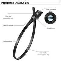 RIDERACE Cadenas à combinaison à 3 chiffres portable pour vélo, trottinette électrique, moto, antivol multifonctionnel pour casque de vélo