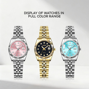 LIEBIG L1080 Oro <span class=keywords><strong>Nero</strong></span> Lussuoso <span class=keywords><strong>Orologio</strong></span> da Polso da <span class=keywords><strong>Donna</strong></span> in Acciaio Inossidabile Moda Resistente all'Acqua <span class=keywords><strong>Orologio</strong></span> al Quarzo con Data e Diamanti - Product Image 6