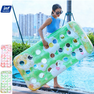 Silla Flotante Inflable con Orificios para Flores, para Piscina, Adultos, Asiento Flotante de PVC, Diseño con Patrón Verde - Product Image 5