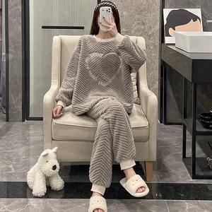 Pigiama Casual autunno inverno da <span class=keywords><strong>donna</strong></span> a maniche lunghe in cotone poliestere <span class=keywords><strong>Homewear</strong></span> Suit con stampa termica abbottonata disponibile taglie forti - Product Image 5