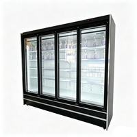Réfrigérateur vertical à porte vitrée 4 panneaux, type split, pour boissons, fruits frais, légumes, produits laitiers et articles de boulangerie