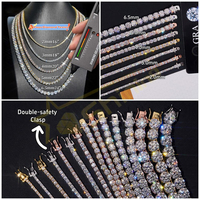 Pass Diamond Test Hip Hop Bijoux Charmes Glacé 2.0mm-6.5mm Lab Diamond 925 Silver VVS Moissanite Tennis Chaîne Colliers