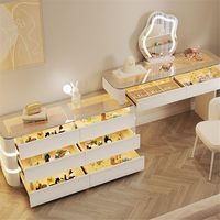 Coiffeuse moderne en pin la plus populaire avec grand miroir LED, rangement spacieux et meuble de chambre haut de gamme