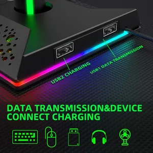 Rgb Lights with Type-c Usb Ports Gaming Holder for All Headsets Gamers <b>Pc</b> Accessories Desk Headphone Lights - Product Image 2
