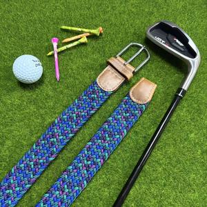 Ceintures <span class=keywords><strong>élastique</strong></span>s personnalisées avec logo, <span class=keywords><strong>boucle</strong></span> en alliage, ceintures de golf en toile tricotée multicolores, ceintures tissées extensibles pour hommes - Product Image 2