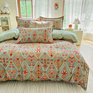 Parure de lit 4 pièces en polyester 115 GSM, imprimé floral coloré, housse de <span class=keywords><strong>couette</strong></span> et taies d'oreiller pour toutes les saisons - Product Image 3