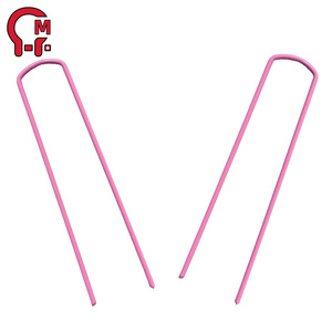HLM <span class=keywords><strong>Agrafes</strong></span> de jardin roses à pointes acérées, à double extrémité, s'enfoncent facilement dans la terre <span class=keywords><strong>sans</strong></span> pré-creuser pour une installation rapide - Product Image 3