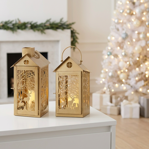 Dernières lanternes de Noël en métal en forme de maison, très vendues, avec découpe personnalisée pour la décoration intérieure - Product Image 4