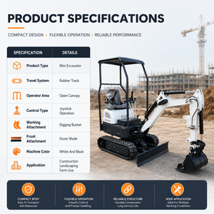 Mini-excavatrice de 1,0 tonne à chenilles en caoutchouc, cabine ouverte, certifiée CE EPA, livraison gratuite, pour la construction, l'agriculture et l'aménagement paysager (vente en gros) - Product Image 6