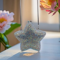 Tas Clutch Malam Berhiaskan Kristal Bintang dengan Lapisan PU dan Kancing Magnetik untuk Wanita