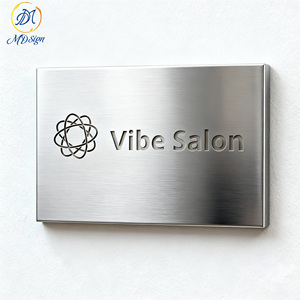 Plaques d'adresse commerciales personnalisées en acier inoxydable et en laiton Nurlin, grandes enseignes de logo commerciales, métal, fabrication sur mesure au laser - Product Image 5