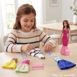 Fashion <b>Doll</b> Dress Set with 5 Sparkling Pink Gowns and Gem Stickers DIY Customization Kit for Girls Ages 8 to 13 Years - Product Image 4