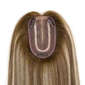 Topper de cheveux humains européens alignés sur les cuticules, couleur naturelle, 3x5, en dentelle mono, pour femme blanche, vente en gros directe usine - Product Image 3