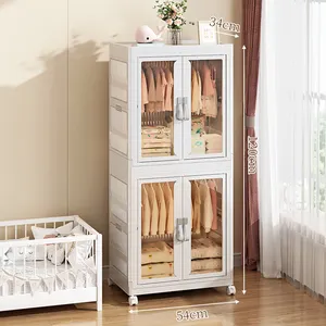 Kleider schrank Organizer Bewegliche stapelbare faltbare Kleider schränke Tragbare PP-Kunststoff garderobe