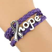 Cancer combattant guerrier survivant espoir foi amour rouge rose orange violet vert gris jaune bleu noir ruban bracelet de sensibilisation