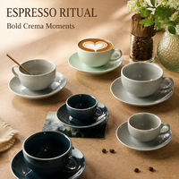 Tasse et soucoupe à expresso en céramique à glaçure réactive pour café de spécialité, pour la restauration hôtelière de boutiques, achat en gros pour distributeurs