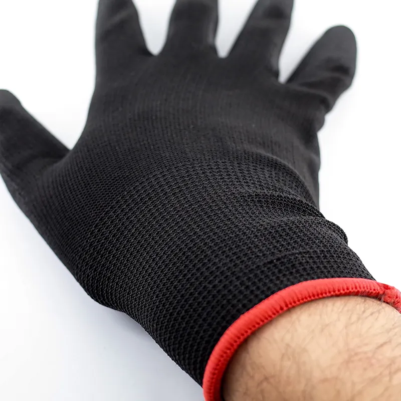 Langlebige atmungsaktive 13G ESD schwarze PU-beschichtete Handschuhe Sicherheit schwarze PU-Handschuhe für Bauarbeiten
