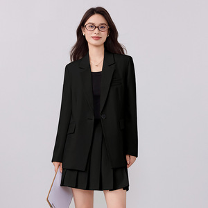Women's Grey Suit Set Full Sleeve Notched Collar Anti-Wrinkle Formal Wear Autumn Professional Office Attire - Product Image 2