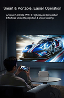 Projecteur natif Android 14 1080P 500 ANSI Lumens WiFi 6 Bluetooth Mise au point automatique Correction automatique de la distorsion trapézoïdale Alignement de l'écran Évitement d'obstacles