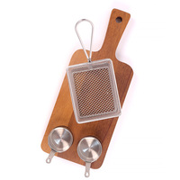 Panier de service pour frites et apéritifs avec plateau en bambou – Ustensile de cuisine en bois avec panier intégré
