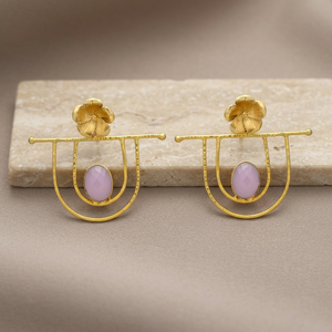 Pendientes Étnicos Chapados en Oro, Recién Llegados, Joyería Jaipur Gems, Regalo para Fiesta de Compromiso - Product Image 2