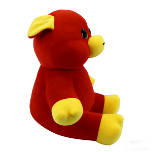 Peluche de cochon rouge personnalisée, peluche d'animal de ferme, peluche de cochon aux grands yeux, jouet en peluche cochon assis - Product Image 1