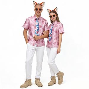 Tenue de <span class=keywords><strong>couple</strong></span> pour la Saint-Valentin 2026 : une chemise hawaïenne rose et des oreilles de renard représentant le personnage de Zootopia, costume de cosplay - Product Image 4
