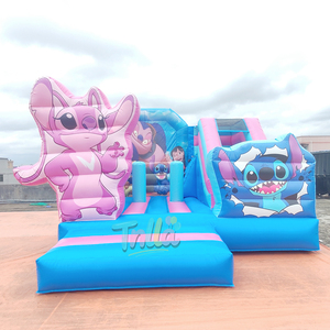 <span class=keywords><strong>Château</strong></span> gonflable Stitch pour enfants, <span class=keywords><strong>château</strong></span> gonflable <span class=keywords><strong>bleu</strong></span> avec toboggan combiné, sauteur en PVC - Product Image 3