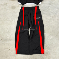 Ensemble survêtement coupe-vent personnalisé en nylon, veste zippée légère et surdimensionnée avec coupe et couture, et pantalon en nylon