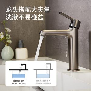 Basin Faucet Single Handle Deck Mounted Brass Ceramic Valve Core 2gpm Hot Cold Water For Bathroom Sink - Product Image 1
