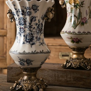 Vase en céramique chinoise de style moyen-oriental de luxe, vase à fleurs fait à la main, décoration de vase pour le salon - Product Image 2