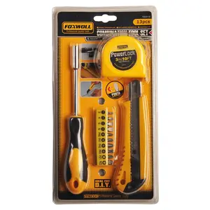 Hand Tool Kits 13pcs Tool Set Screwdriver and Utility Knife and Tape Measure Repair Hand Tool Set