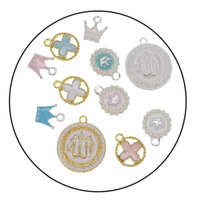 Broche de kilt pour enfants de 4 cm en alliage plaqué or avec 2 boucles, ornée de strass en cristal, motif Allah Mashallah islamique, pour sacs