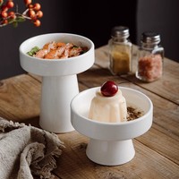 Mangkuk Keramik Putih Bersih Desain Kontemporer Bertepi Tinggi untuk Penggunaan Hotel Restoran, Aman untuk Mesin Cuci Piring dan Microwave, Bebas BPA