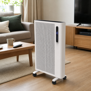 Stufa Elettrica a Convezione <span class=keywords><strong>Orizzontale</strong></span> in Cristallo di Carbonio, Bianco Opaco, con Ruote, 220V, Riscaldamento Rapido, Portatile, per <span class=keywords><strong>Soggiorno</strong></span> e Bagno - Product Image 3