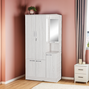 Armario de madera contrachapada de almacenamiento espacioso moderno, espejo lateral de maquillaje de roble blanco/oscuro para apartamento, casa, Villa, dormitorio, venta al por mayor - Product Image 1