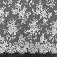GCWH019883-14 Tissu en Tulle Brodé Floral Perlé Blanc 150CM, Coupe de 3 Mètres pour Robes de Mariée